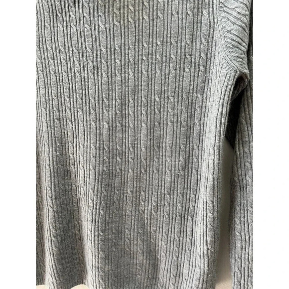 Kim Rogers Cashmalon Gray Cable Knit Sweater Turtleneck Womens Medium - Picture 5 of 7